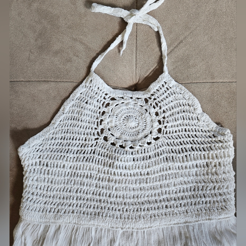 NWT Sim & Sam Crotchet Halter Top White Womens Extra Small XS - Picture 2 of 10